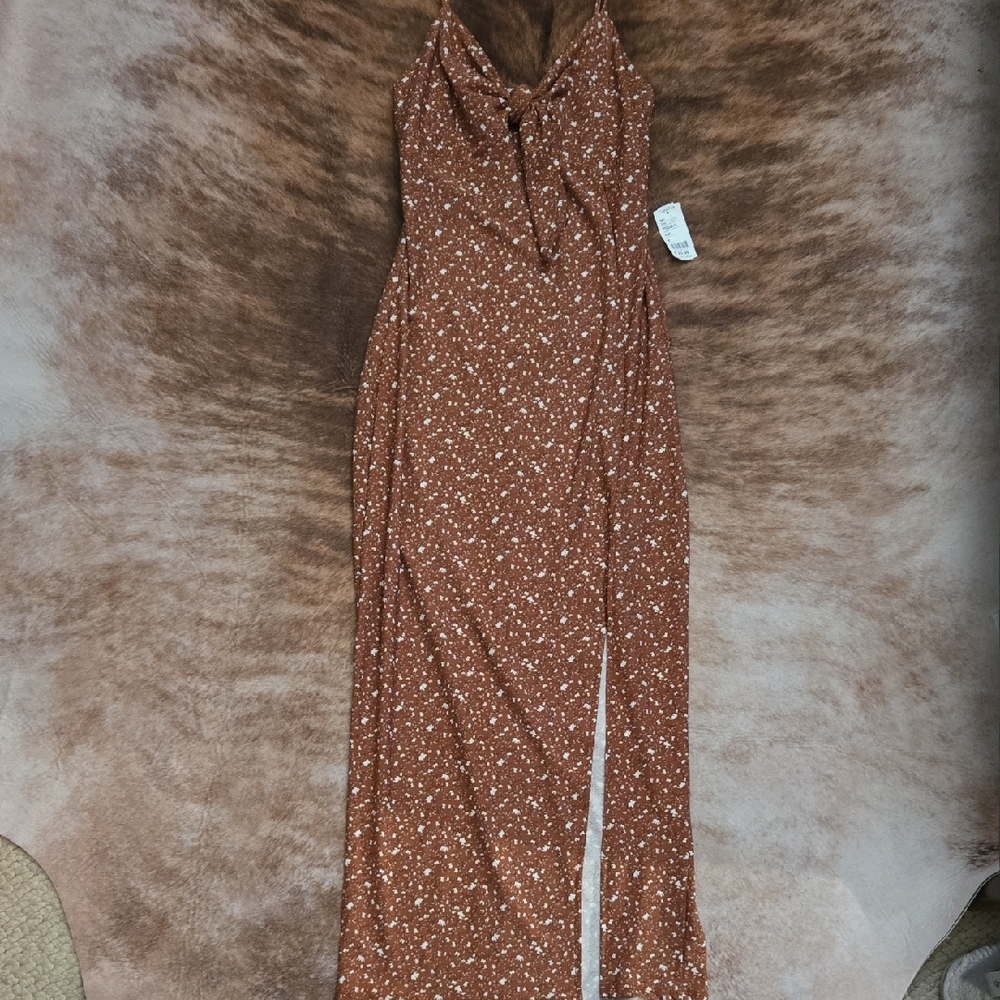 Elegant Brown Floral Maxi Dress
